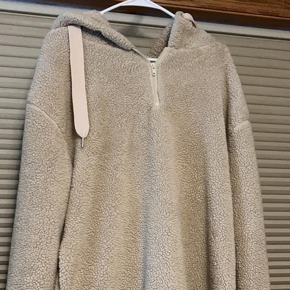 Womens Oversized Sherpa Pullover Hoodie with Pockets Fuzzy Fleece Sweatshirt Buf